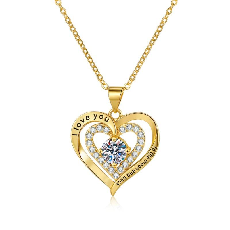 Gold Twelve Double Heart Pendant Clavicle Chain