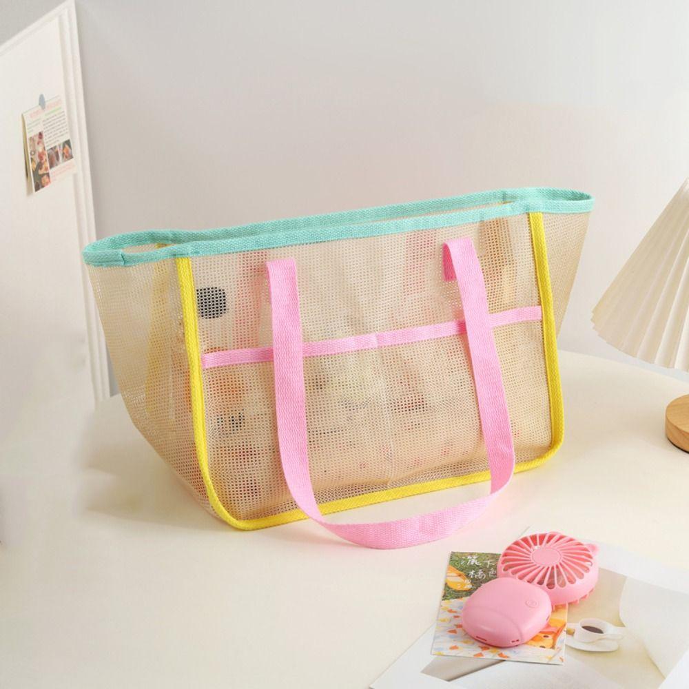Breathable Shower Tote Bag Foldable Beach Storage Bag Durable Mesh Beach Bag Swimming Pool