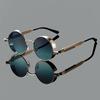 New Fashion Steampunk Metal Shades Original Brand Design Round Decor Sunglasses Chic Vacation Beach Anti UV Sun Glasses