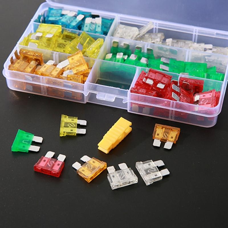 120pcs/set Car Fuses in Storage Box Essential Car Fuses set Insert Type Plastic & Zinc Car Fuses Assortment in Hand Box
