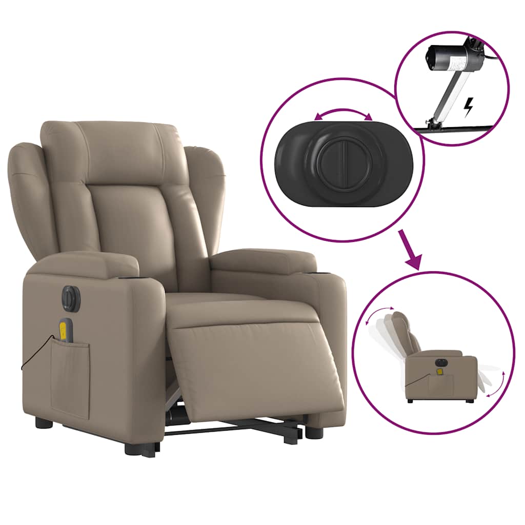 Electric Recliner with Lift Function Cappuccino Faux Leather