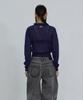 Uusoo Kid Mohair Lace V-Neck Cardigan_ Navy