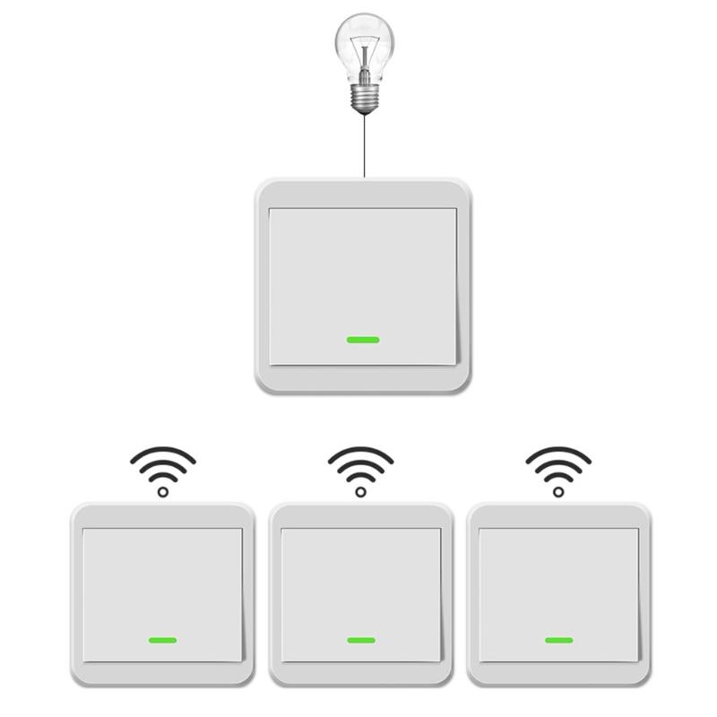 Wireless Remote Control Switch Wall Panel Transmitter Wireless 433mhz Light Switch for Homes Living-Room Bedroom