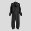 INCERUN Men Lapel Neck Long Sleeve Belt Solid Color Casual Buttons Long Jumpsuits Rompers