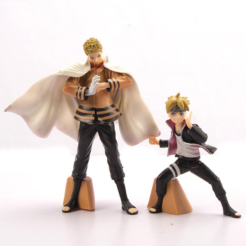 2Pcs/Set Naruto Anime Figurine Action Rasengan Naruto Uzumaki Boruto Father Son Fighting PVC Collectible Model Kid Toys Gifts