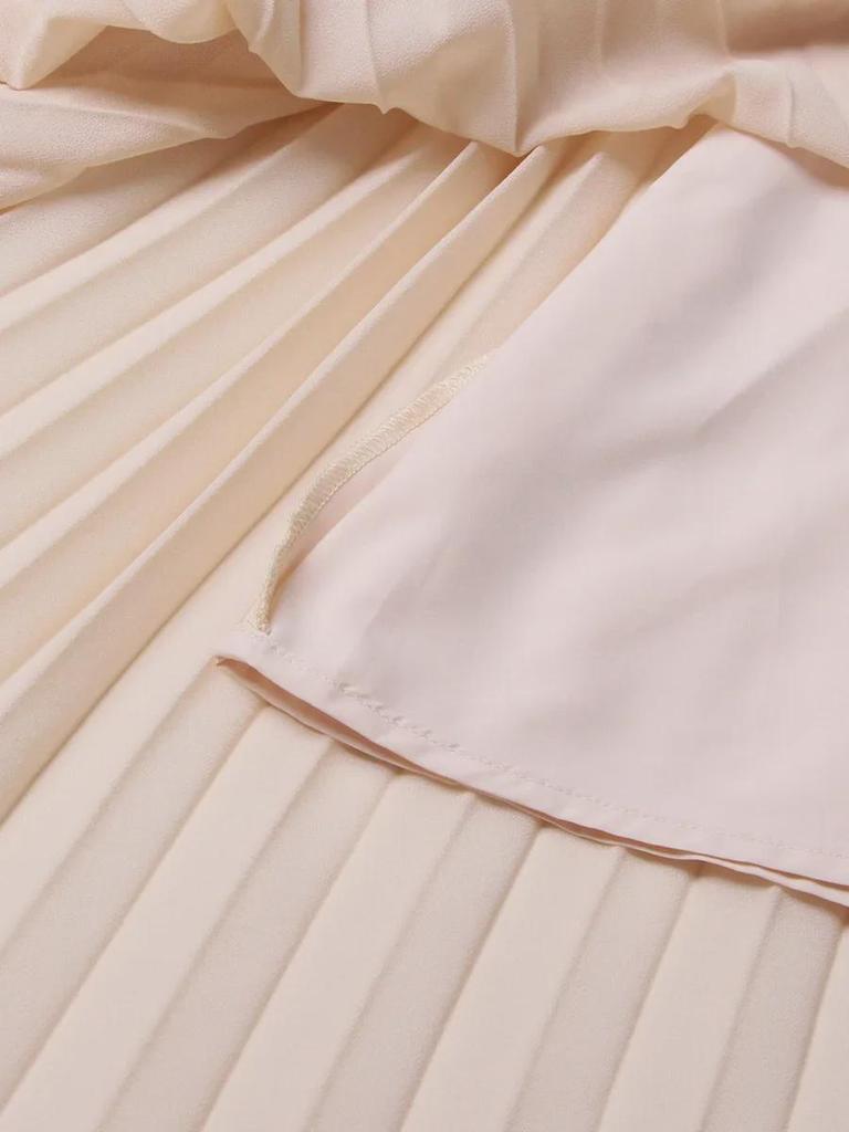 2025 Spring French Style Sleeveless Contrast Stitch Pleated Dress