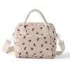 Corduroy Insulated Bento Lunch Bag for Office Workers - Stylish Handheld Design.