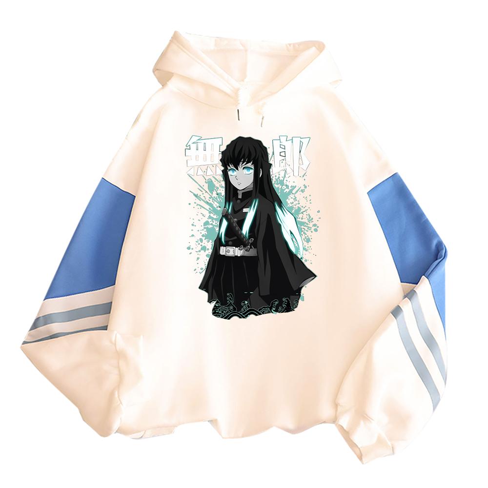 Japan Anime Demon Slayer Tokitou Muichirou Printed Hooded Men Women Oversized Hoodies Harajuku Male Kimetsu No Yaiba Sweatshirt