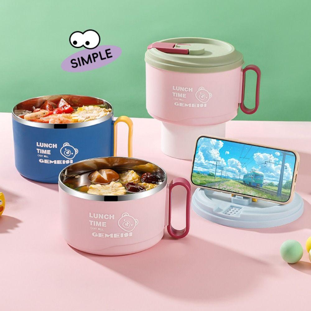 1300ML Leakproof Instant Noodle Bowl 304 Stainless Steel Udon Soup Bowl For Students, Office