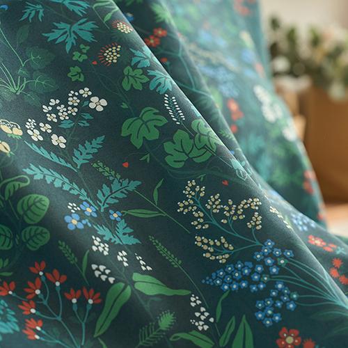 1PC NAPEARL French Retro Dark Green Floral Curtains, Printed Thick Blackout Curtains for Living Room Bedroom Window Home Decor