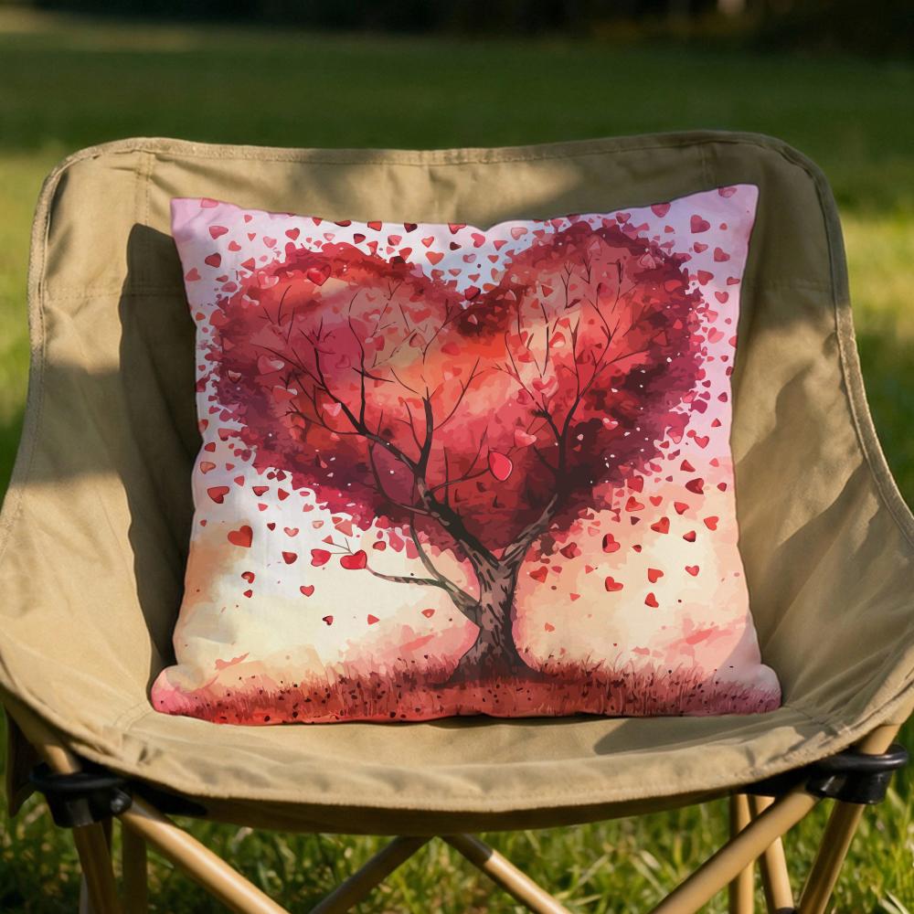 Valentine Red Heart Cushion Cover Soft Reversible  Durable Pillow Cover  MultiScene Use for Home  Car Daily Comfort