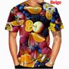 Summer Round Neck Funny Fruit Pattern 3D Print Top Fashionable Casual Short Sleeved Men's T-shirts
