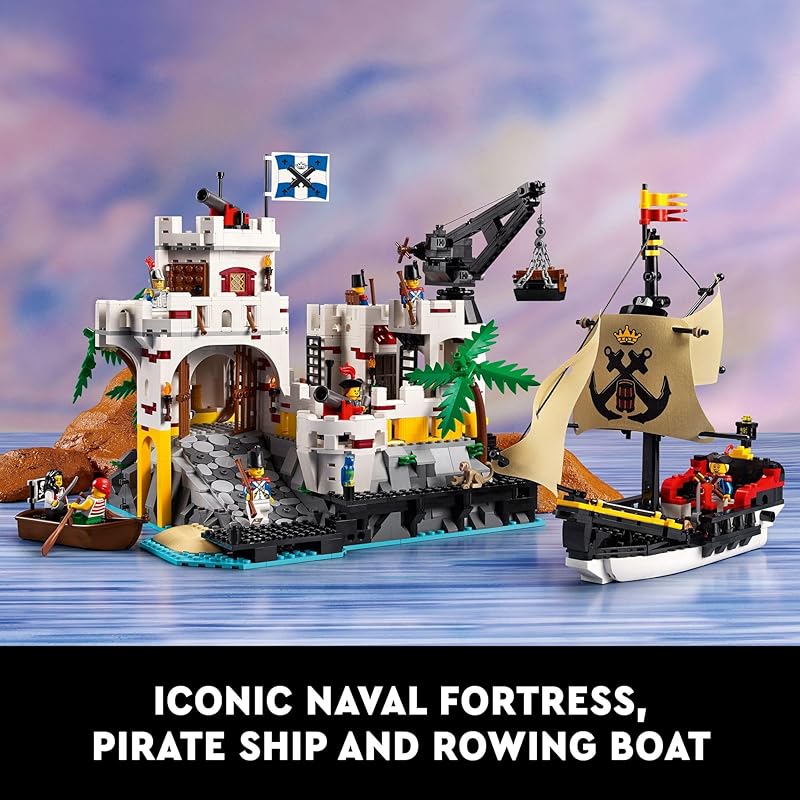 LEGO Icons El Dorado Fortress Assembly Kit pirate gifts Includes pirate ship and 8 minifigures Nostalgic gift ideas for adults who love challenging