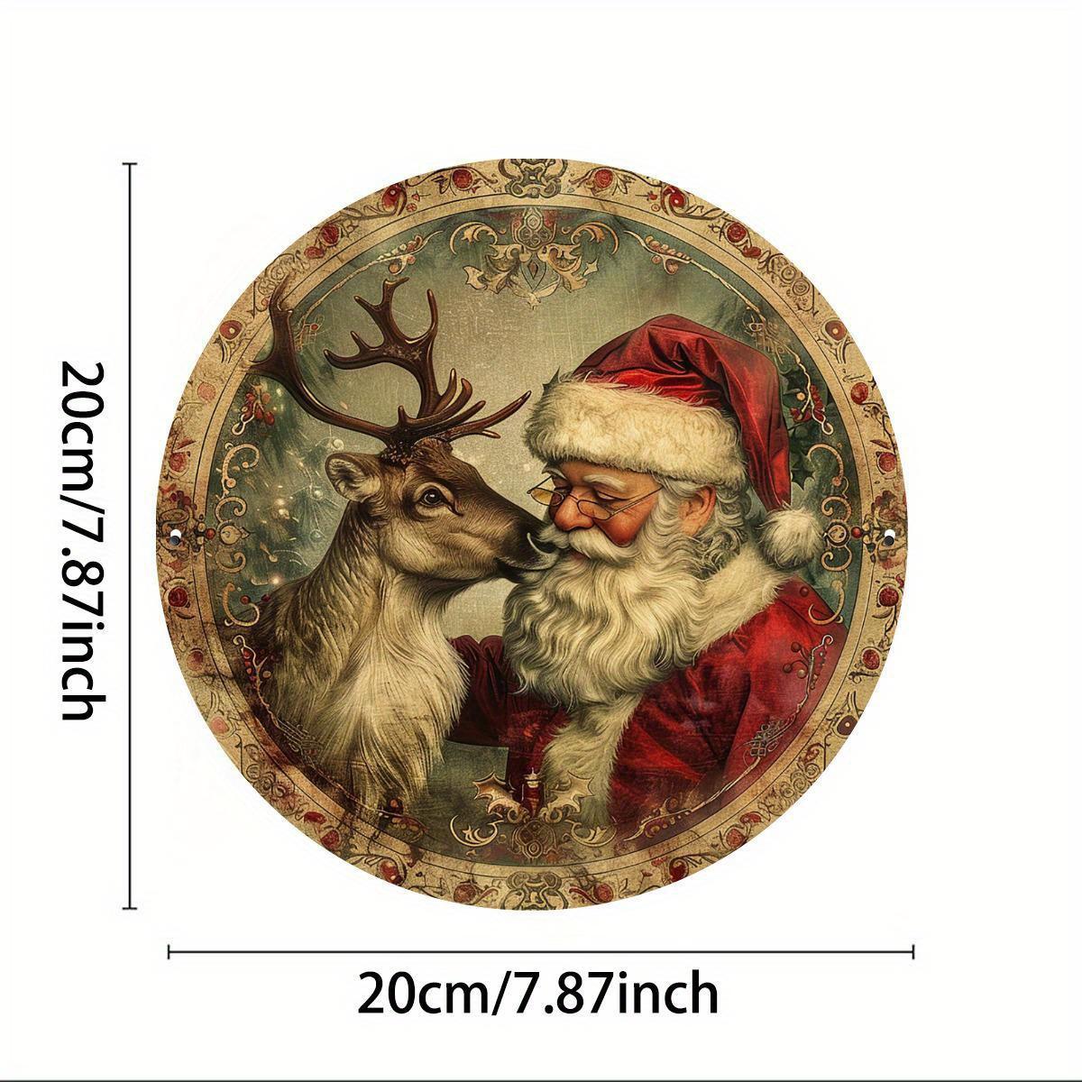 

1 штука, деревянные таблички с Санта-Клаусом и оленями можно повесить прямо на веревках, 8x 8 дюймов, ретро рождественское настенное искусство
