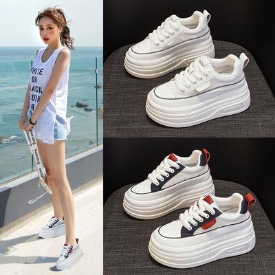 8 innen erhöhende Board-Schuhe Damen Sommer neue Leder dicksohlige Mesh atmungsaktive kleine weiße Schuhe kleine Größe Freizeitschuhe