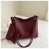 Two Sets Of Casual Solid Colour Large Capacity Retro Fashion Texture Shoulder Tote Bag For Women