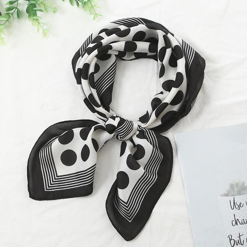 Striped Silk Scarf: 70x70cm Women's Square Scarf, Korean Versatile Style, Professional Summer Thin Decorative Scarf