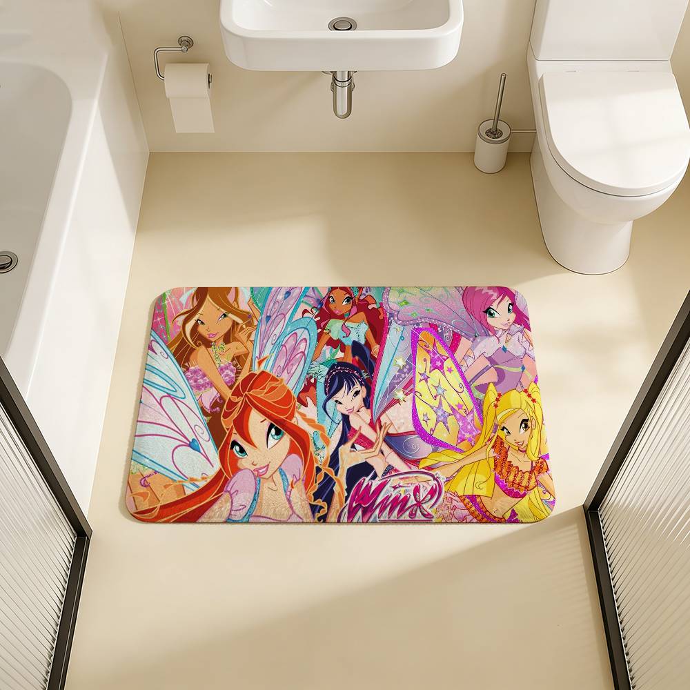 Girl-W-Winx Catoon Clubs Floor Mat Retro Multiple Choice Living Room Kitchen Rug Non-Slip Modern Home Decor