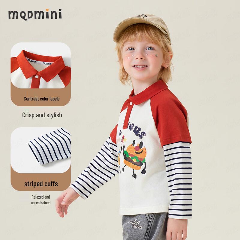 MQD Kids Boys' Long-Sleeve Cartoon Print Polo Shirt