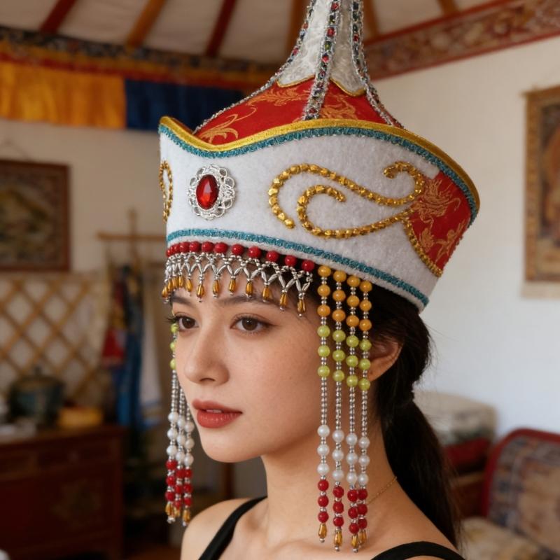 Traditional Mongolian Hat Breathable Fabric Headwear For Stage Shows And Cultural Event Stage Performances Accessory