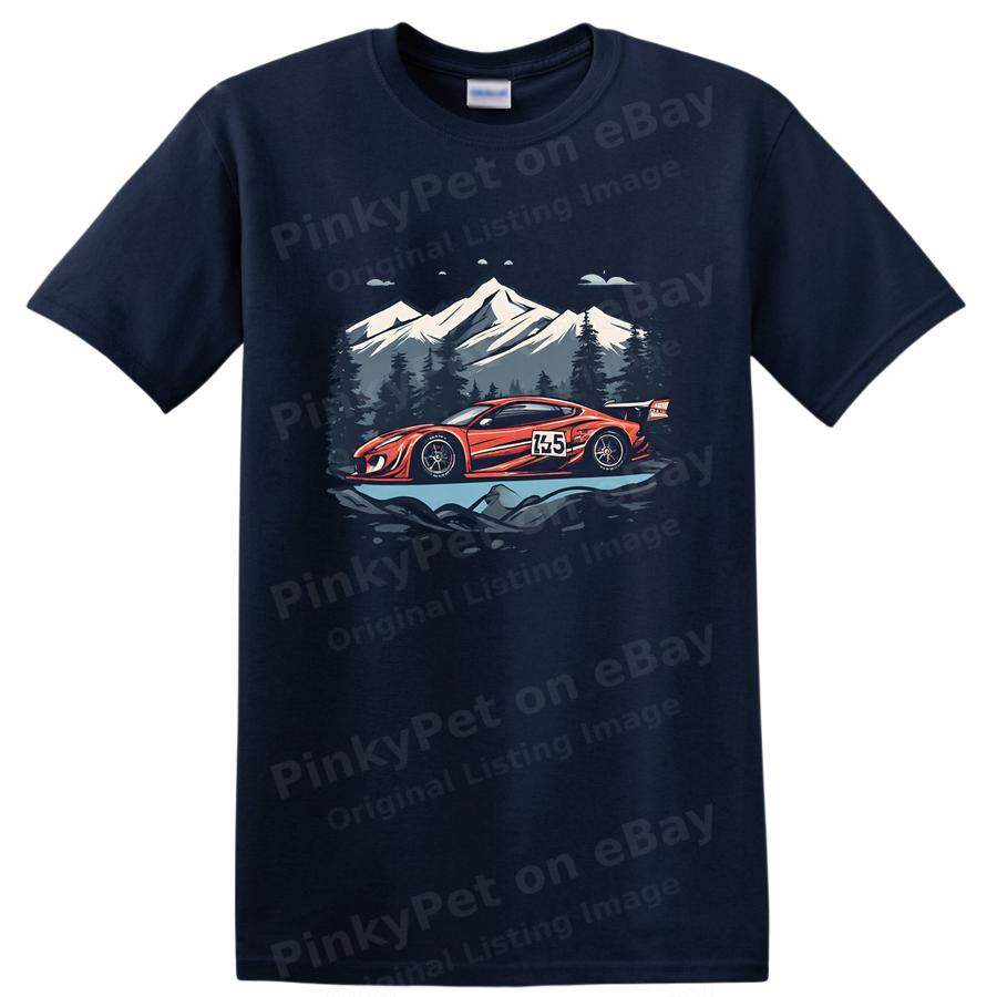 Racing Car Mountain Graphic T Shirt Cool Sports Car Tee Adventure Lifestyle
