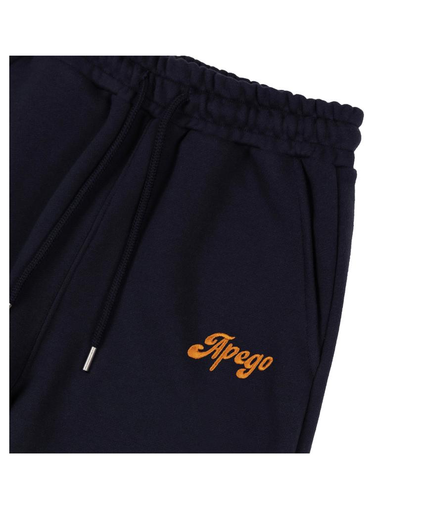 APEGO SPORTS Typographic Embroidered Semi-Wide Straight Sweatpants Dark Navy