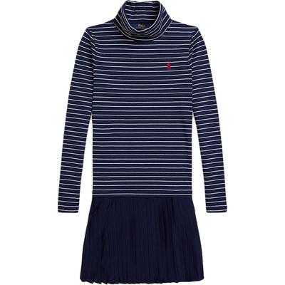 Polo Sukienka z wysokim kołnierzem w paski plisowana z długim rękawem Sukienki dla dzieci 313980676-001