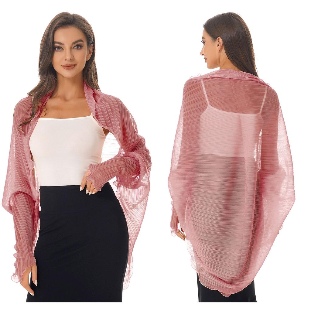 Womens Summer Chiffon Shawl Casual Long Sleeve Sun Protection Tops Open Front Shawl Wraps Scarf Driving Cover Ups Beachwear New