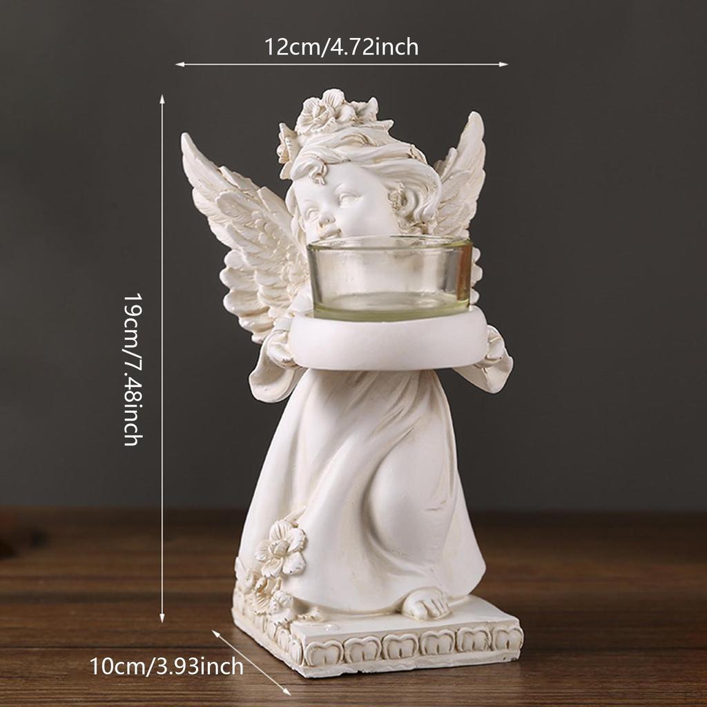 Andělská figurka na svíčku Stojan na čajovou svíčku Resin Vintage Stolní Ornament Svícen