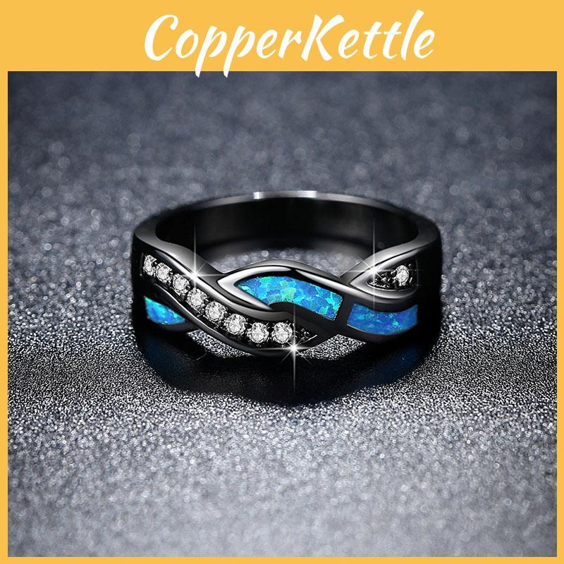 Elegant Blue Opal Ring For Women Featuring Floral Design And Luxurious Materials