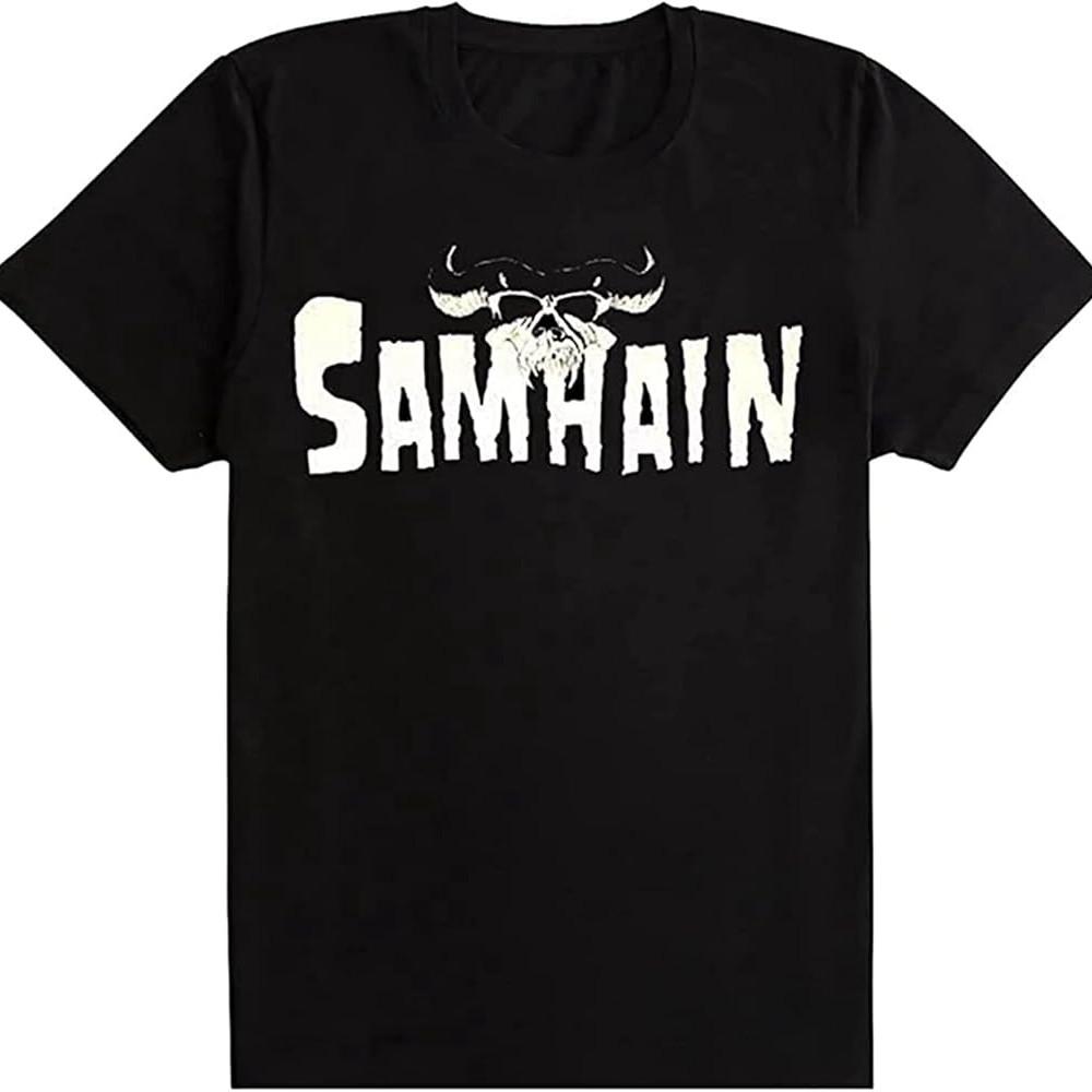 

Черная футболка с логотипом группы Samhain, унисекс, все размеры от S до 5XL, 1F1065, футболка унисекс XL