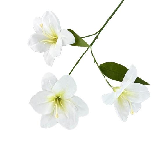 Yousheng Artificial Lily Flower 3 Heads Full Bloom Faux Lily Branch with Leaves Real Touch Fake Lilium Flower for DIY Wedding Bouquet Floral