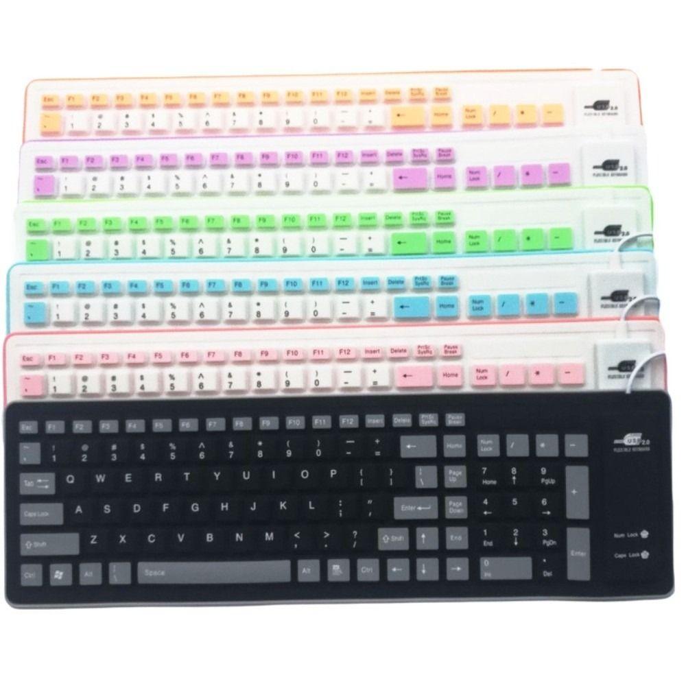 103 Keys Flexible Keyboard Soft Silicone Wired Keyboard USB Interface USB Keyboard  Home Use