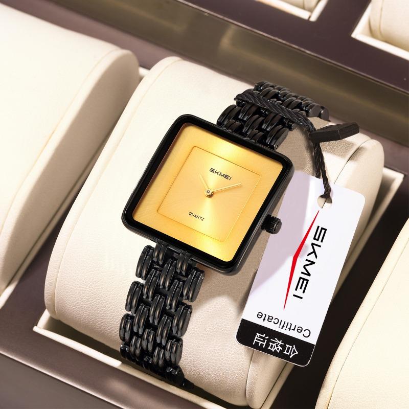 Ladies Quartz Watch Fashion Steel Belt Couple Watch Simple Gold Square Women's Quartz Watch Beauty Zone