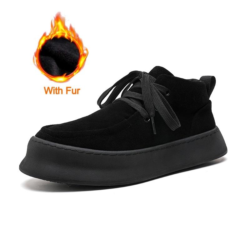 Fashion Men Suede Thick Soled Office Walking Shoes Soft Soled Genuine Leather Shoes Round Toe Flat Designer Antiskid Oxford Shoes2025New