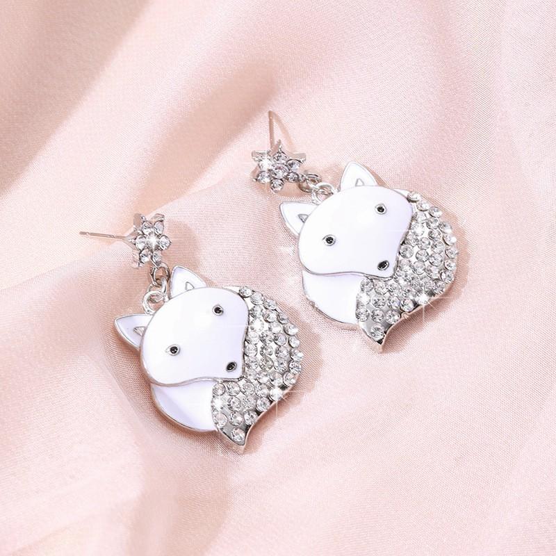 Christmas Pendant Earrings Cute Snowman Reindeer Rhinestone Alloy Earring Set Women