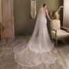 Wedding Veil with Comb Delicate Leaves Embroideries One Layer Long Drop Illusion Tulle Cathedral Length Chapel Veils