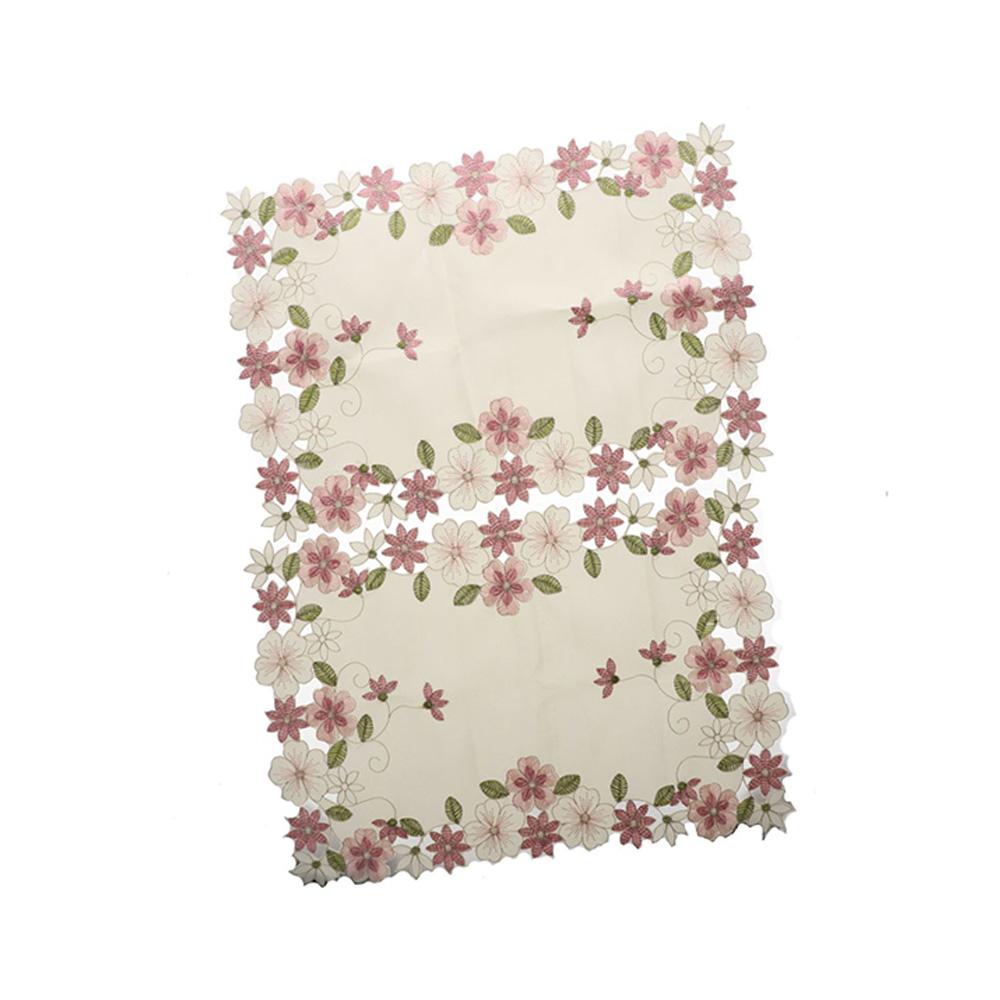 Round Rectangular Lace Satin Fabric Flower Pattern Placemat Doily Cup Pad Coaster