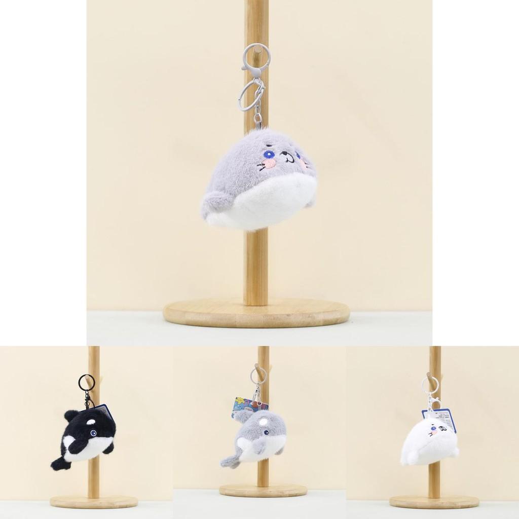 Adorable Plush Whale And Seal Keychain Accessories Soft Stuffed Animal Toys