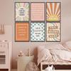 6Pcs Boho Pirational Posters Wall Art Positive Affirmations Growth Mindset Canvas Wall Decor Pictures Modern Classroom School Posters Wall Prints for