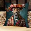 Fashion With Wreath Animals Pillow Case Pillowcase, Double-sided Printed, Sofa Cushion, Bedroom Headboard Pillow