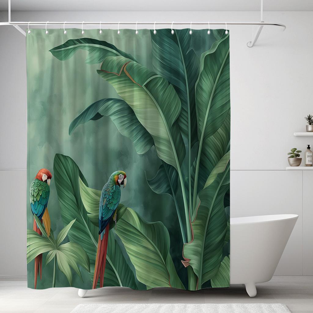 Tropical Parrot Shower Curtain - Multi-Style Bath Decor, Perfect for Those Who Love Nature-Inspired and Practical Designs