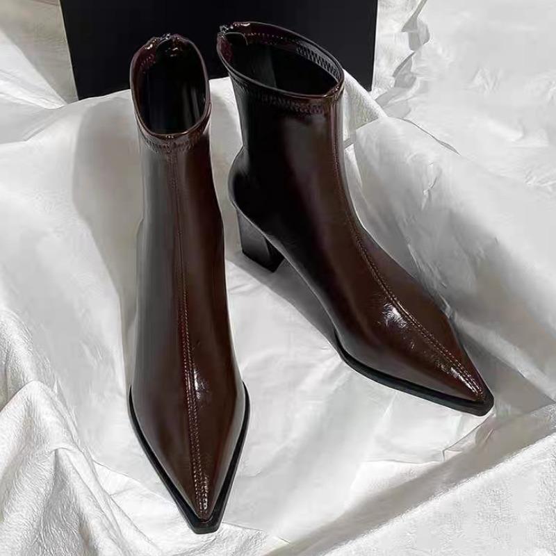 Fashion Elegant Ankle Boots for Women High Heels Pointed Toe Shoes Winter 2025 Trend New Fashion Sexy Chunky Party Pumps Woman Botas