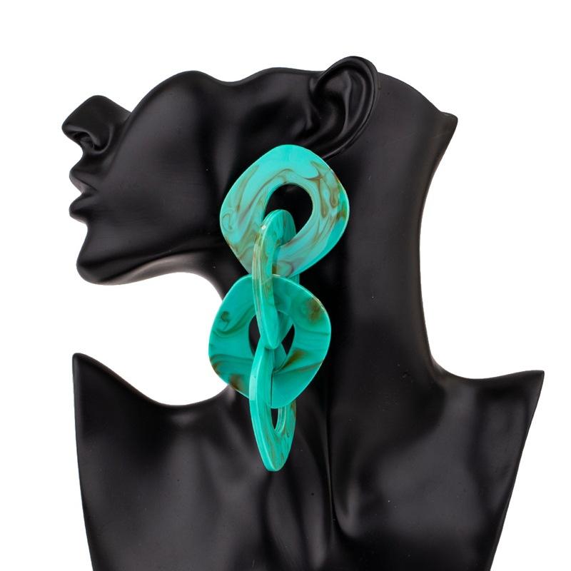 Statement Acrylic Long Link Chain Drop Earrings for Women Brincos Vintage Big Resin Geometric Dangle Earring Fashion Jewelry