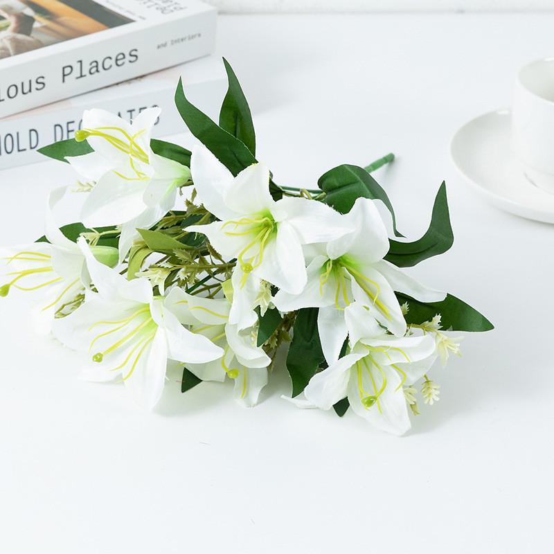 

Имитация парфюмерной лилии, свадебный дом, украшение гостиной, букет, шелковая ткань, лилия, ландшафтный дизайн, небольшой цветок, искусственный цветок лилии белый