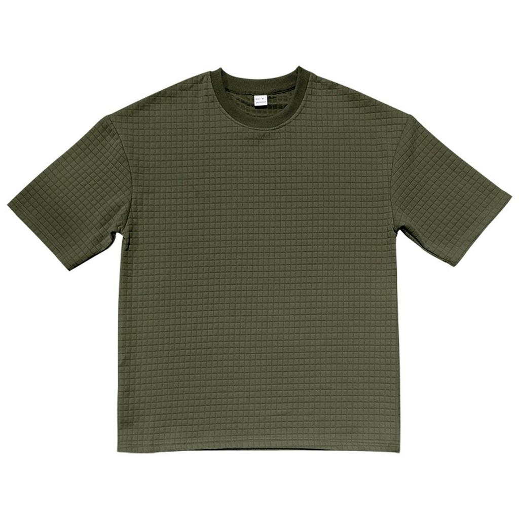 Men's Summer Fashionable Sports Casual Short-Sleeved Tops Men's Solid Color Round Neck Small Square T-Shirt