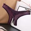 Women's Lace Briefs Ladies Exotic Open Crotch Panties Thongs Crotchless Pearl G-String Lingerie Sexy Underwear Massaging Beads