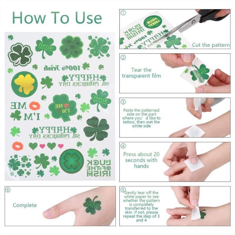 652F Waterproof Decals for Irish Festivities Green Stickers for Men and Women