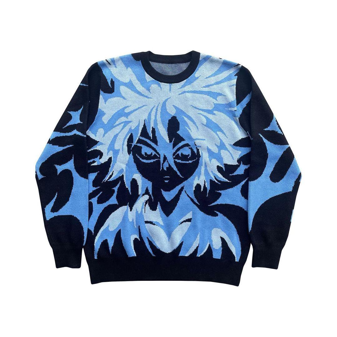 

Y2K Женская толстовка с капюшоном в стиле аниме Harajuku с длинным рукавом и круглым вырезом в стиле ретро M небесно-голубой