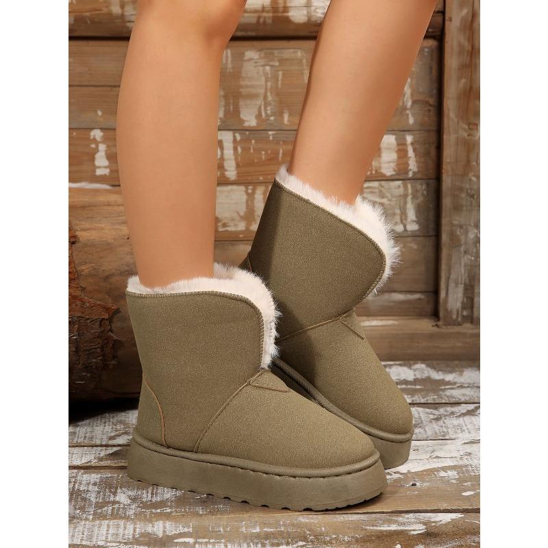 Women's Chunky-Soled Short Snow Boots 2025 Fall/Winter New Arrival Two-Way Wear Thickened Fleece Lining Warm Slip-On Women's Cotton Boots